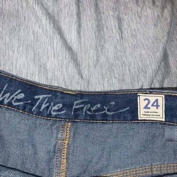 We The Free Sidecar Blue Denim Raw Hem Y2K Retro Western Miniskirt Size 24 - Picture 9 of 9
